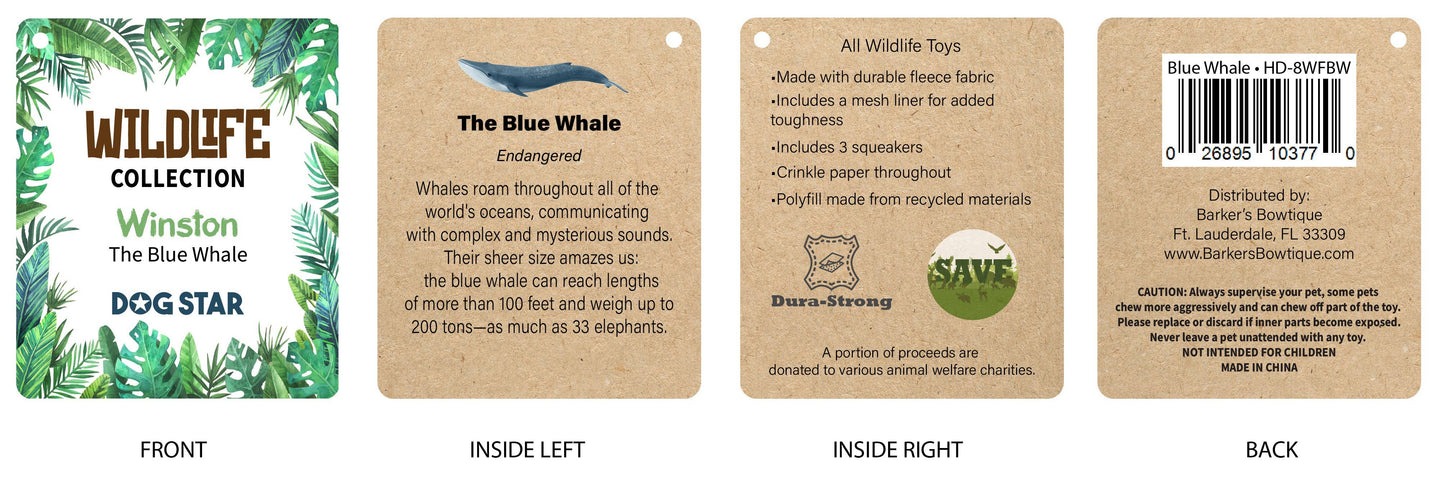 Dog Star - Winston the Blue Whale Fleece Dog Toy