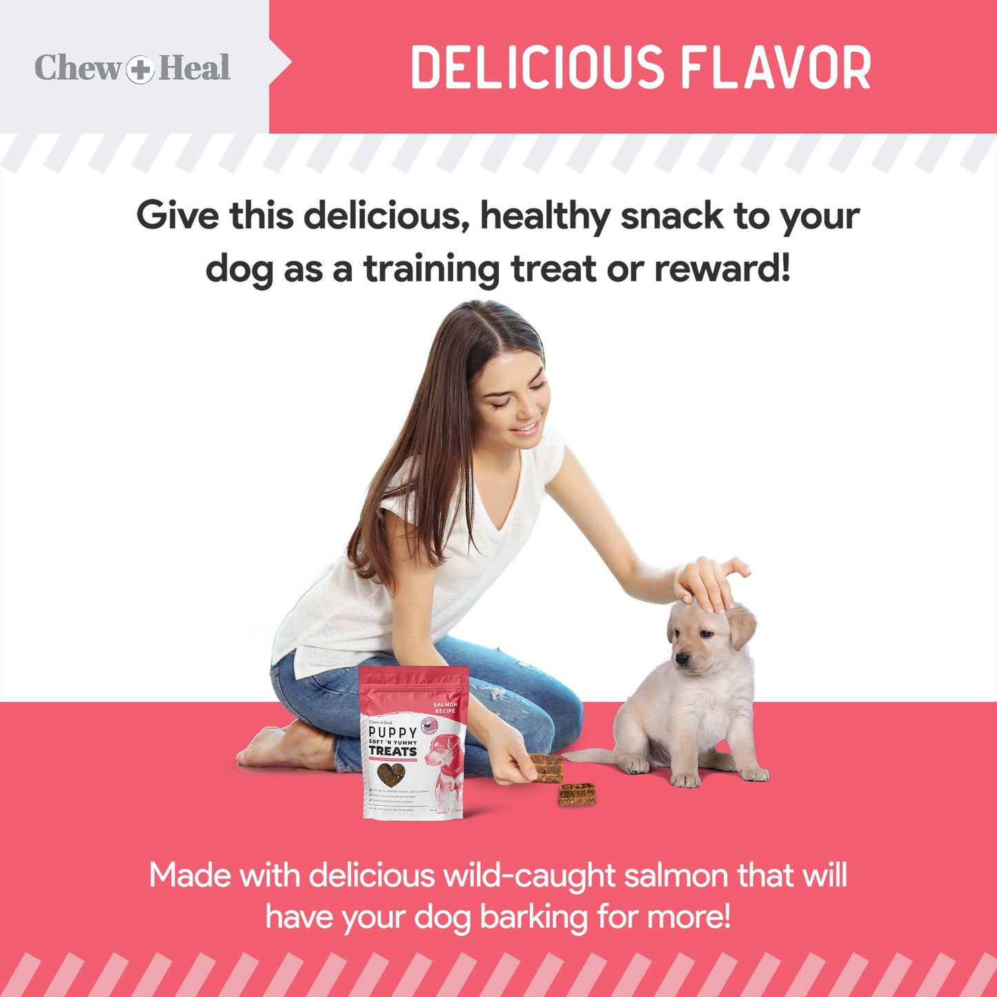 Chew + Heal : Puppy Wild Alaskan Salmon Limited Ingredient Dog Treats: 5oz