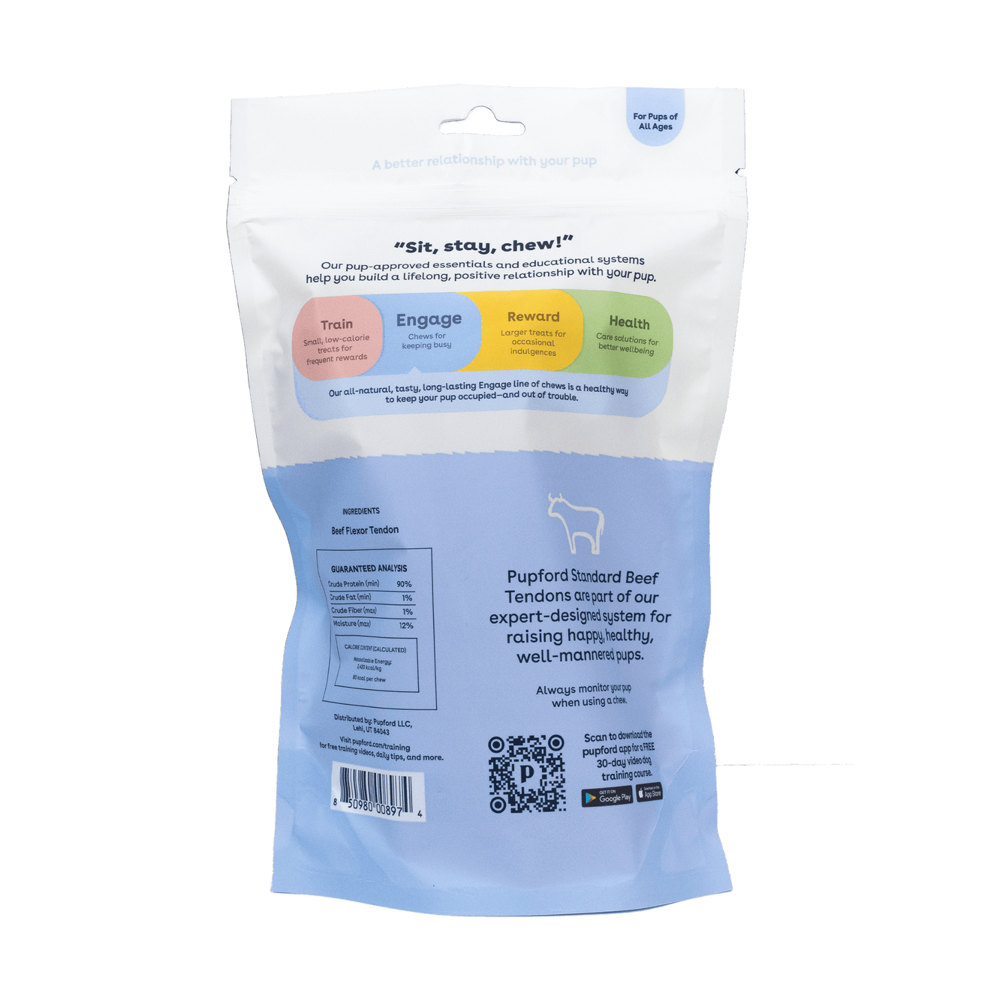 Pupford - Standard Beef Tendon Dog Chew 4 Pack