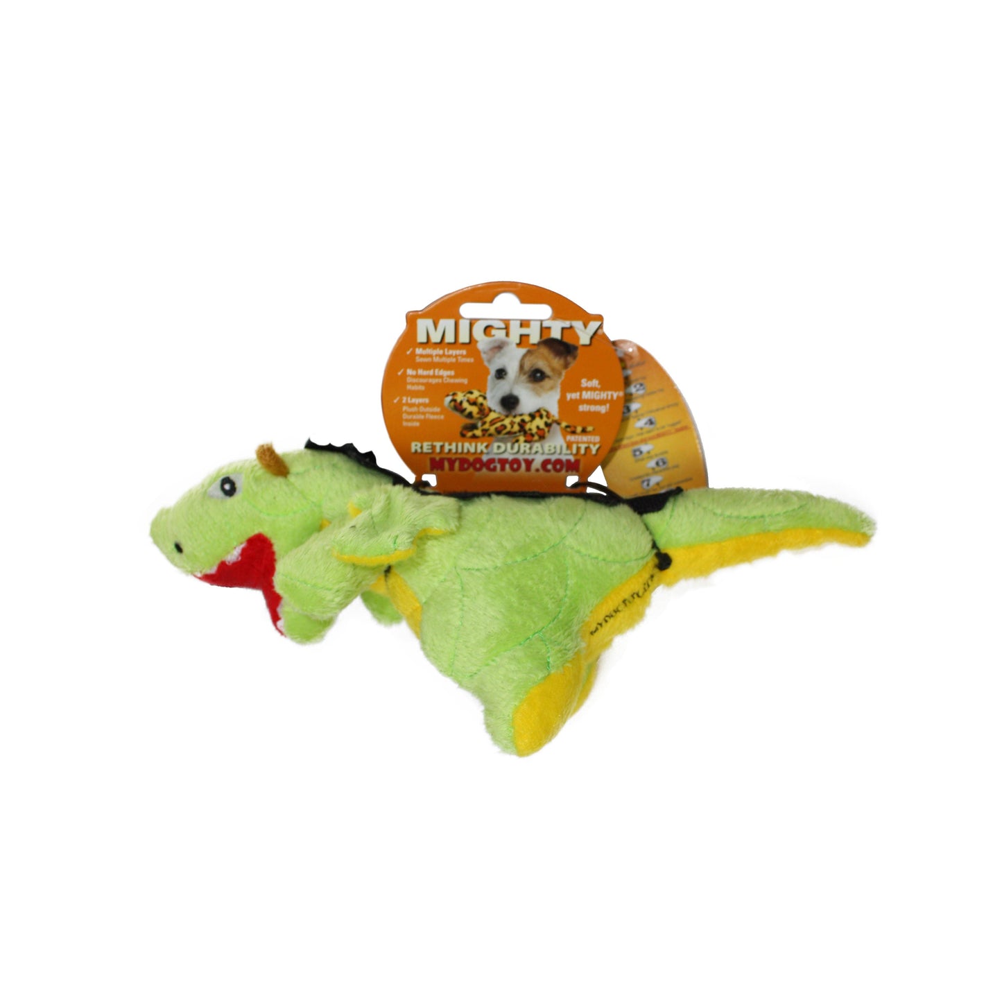 Mighty Jr Dragon - Green, Plush, Squeaky Dog Toy
