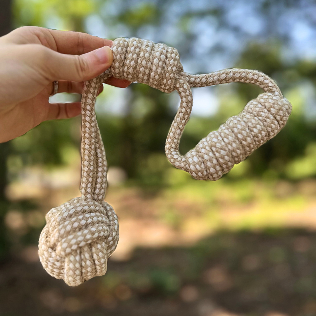 Monli Pet Toys - Forest Knot Hemp Rope Tug Toy with Handle | Handcraft