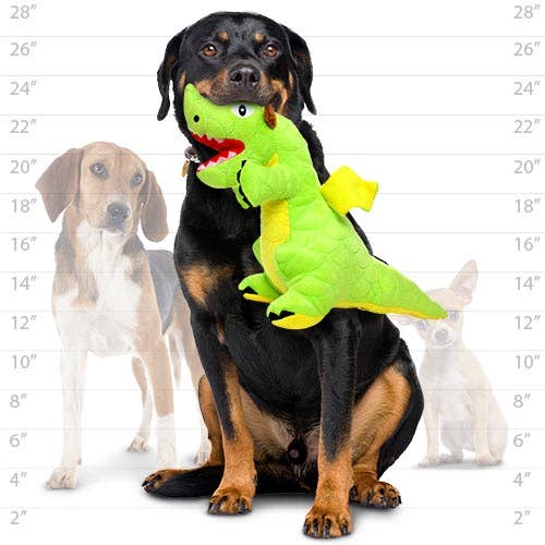 Mighty Dragon - Green, Plush, Squeaky Dog Toy