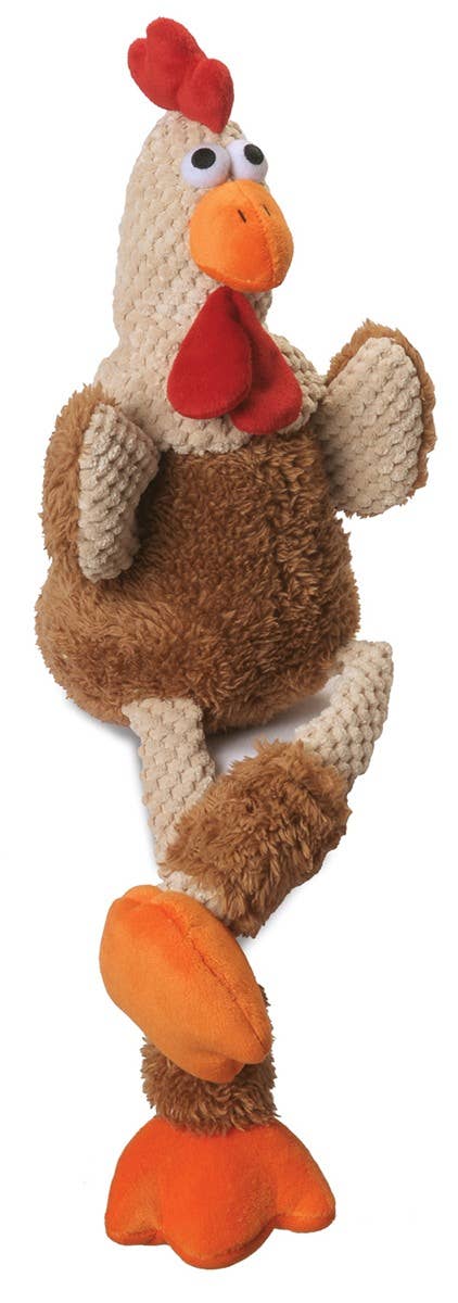 GoDog Checkers Skinny Rooster Brown w/Chew Guard Toy Large