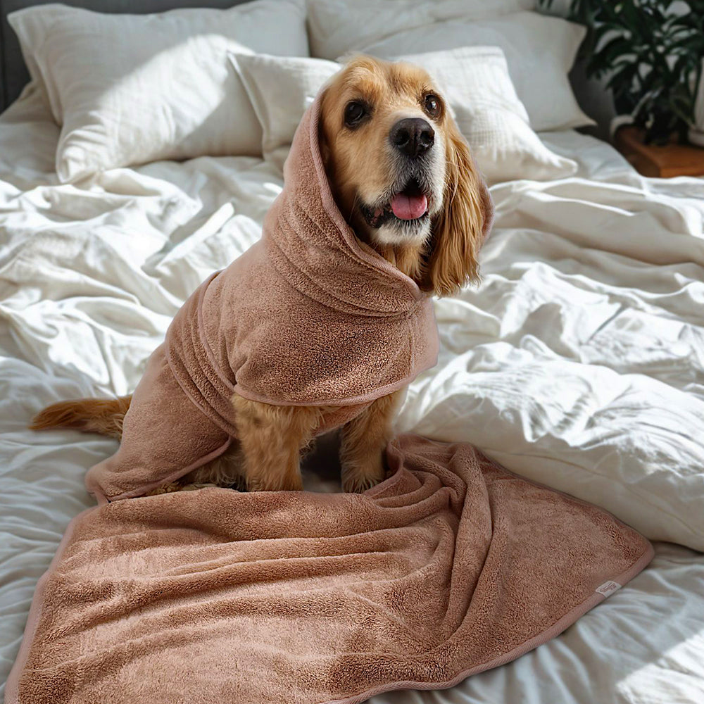 Dog Bathrobe & Towel Set - Rose