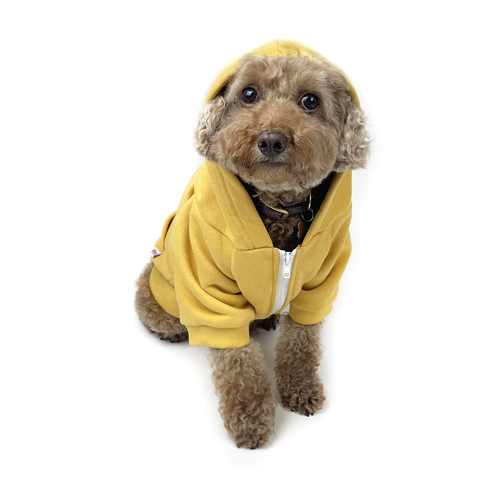 Zip Up Dog Hoodie  - Mustard Yellow