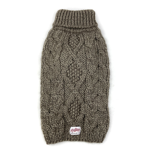 Fisherman Cable Knit Dog Sweater - Beige