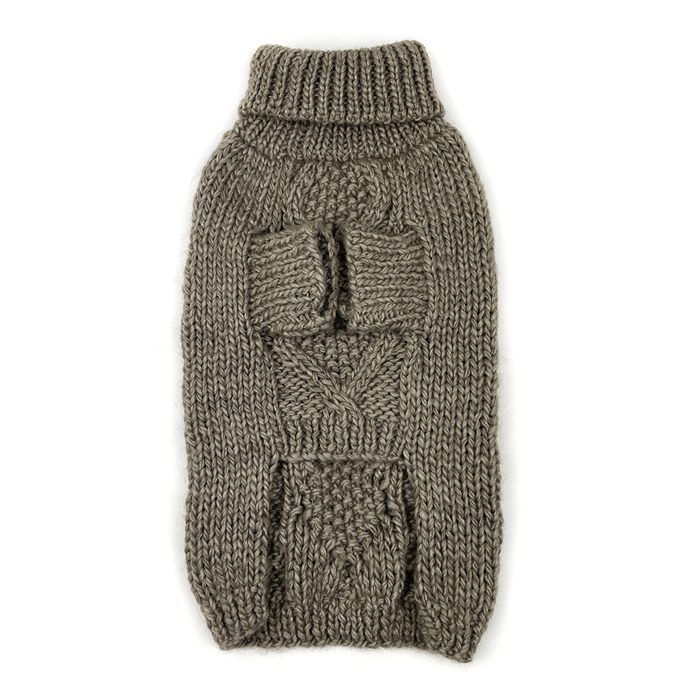 Fisherman Cable Knit Dog Sweater - Beige