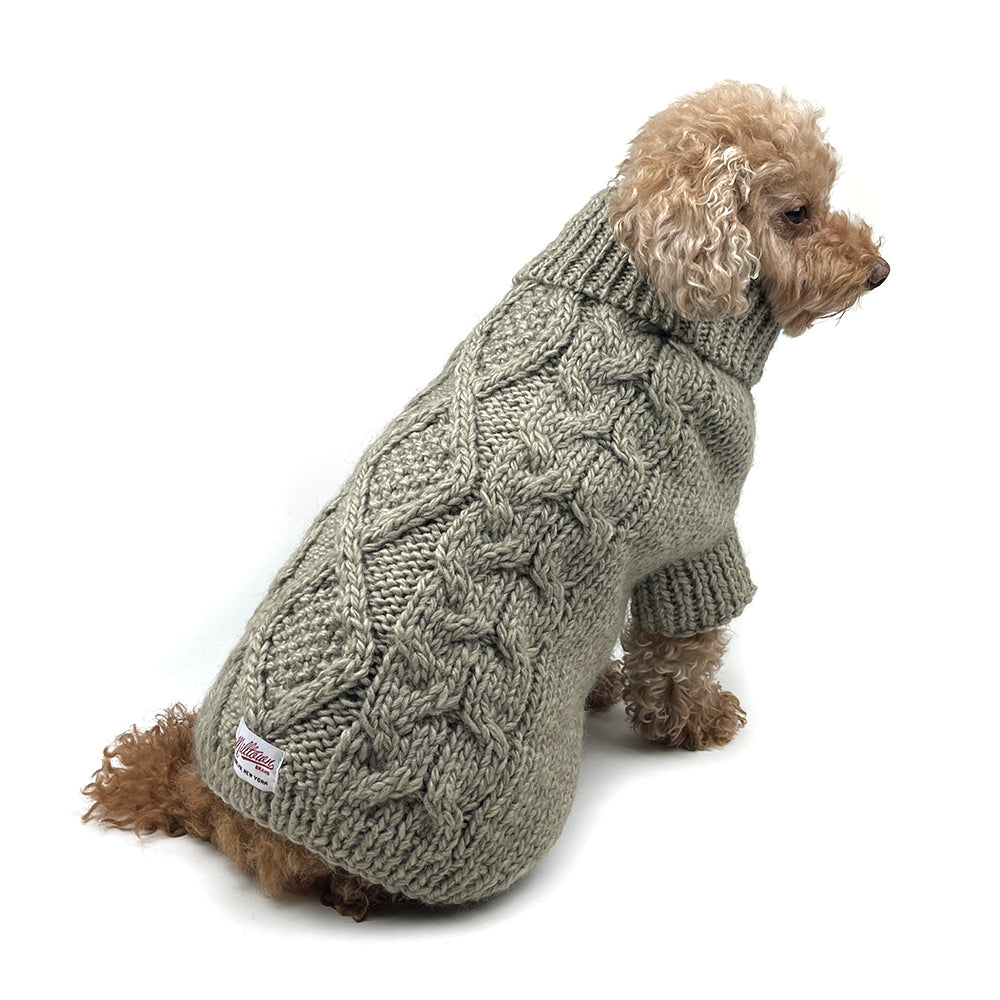 Fisherman Cable Knit Dog Sweater - Beige
