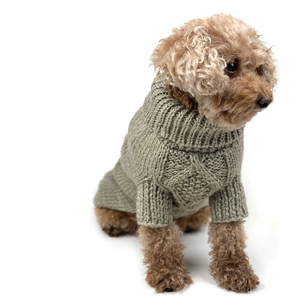 Fisherman Cable Knit Dog Sweater - Beige