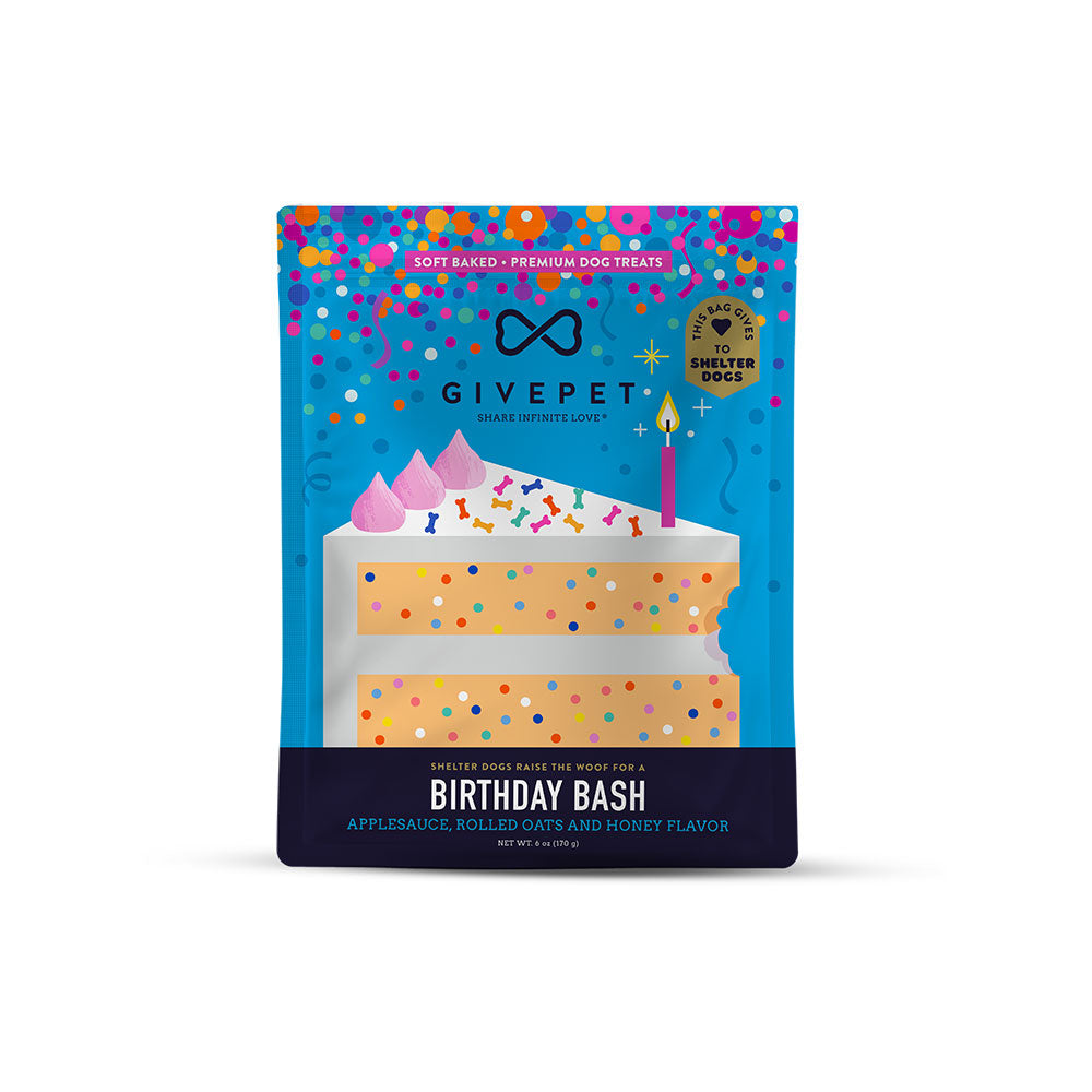 GivePet - Soft Baked Dog Treats - Birthday Bash - Apple Sauce, Rolled Oats, Honey