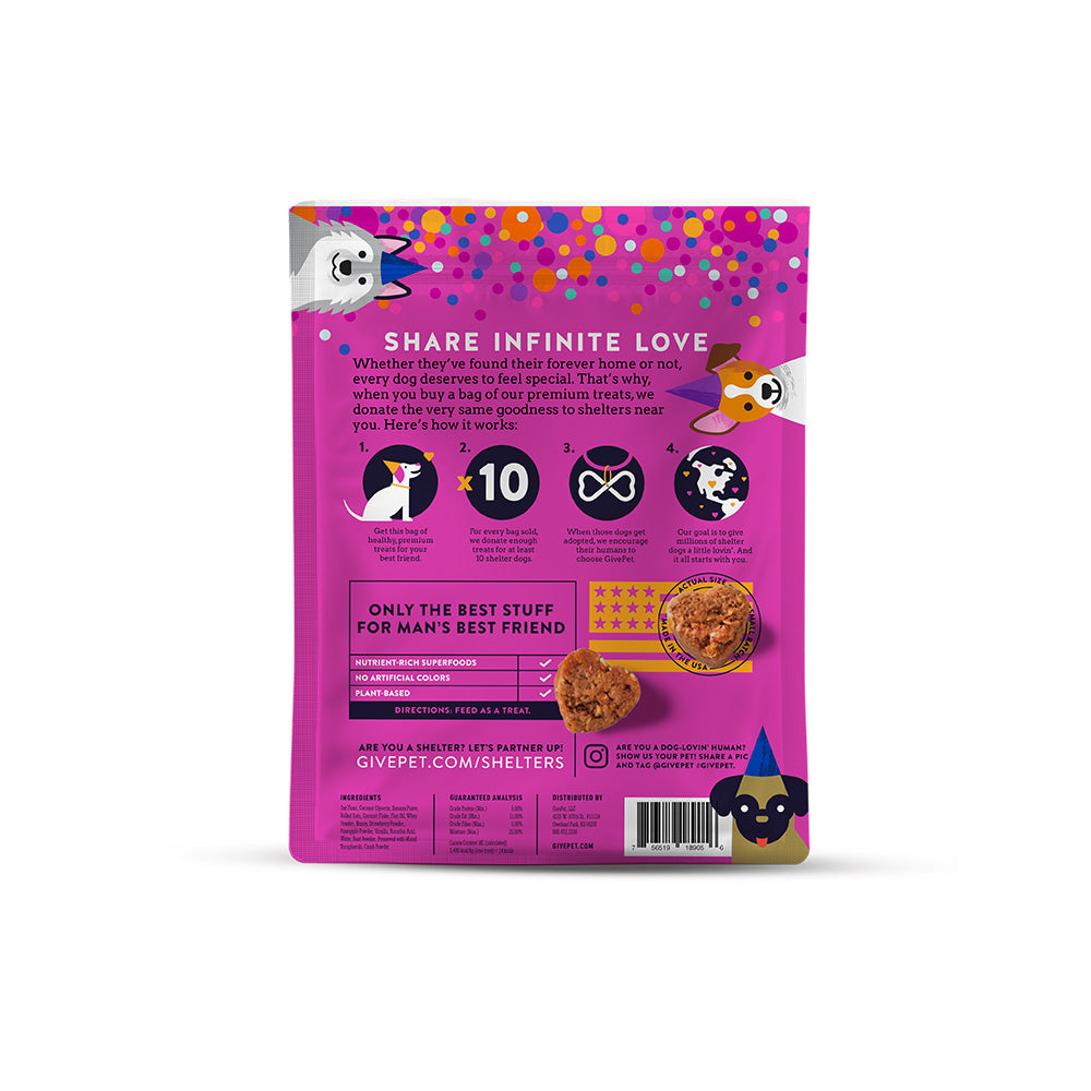GivePet - Soft Baked Dog Treats - Gotcha Day Pawty - Banana, Coconut, Strawberry