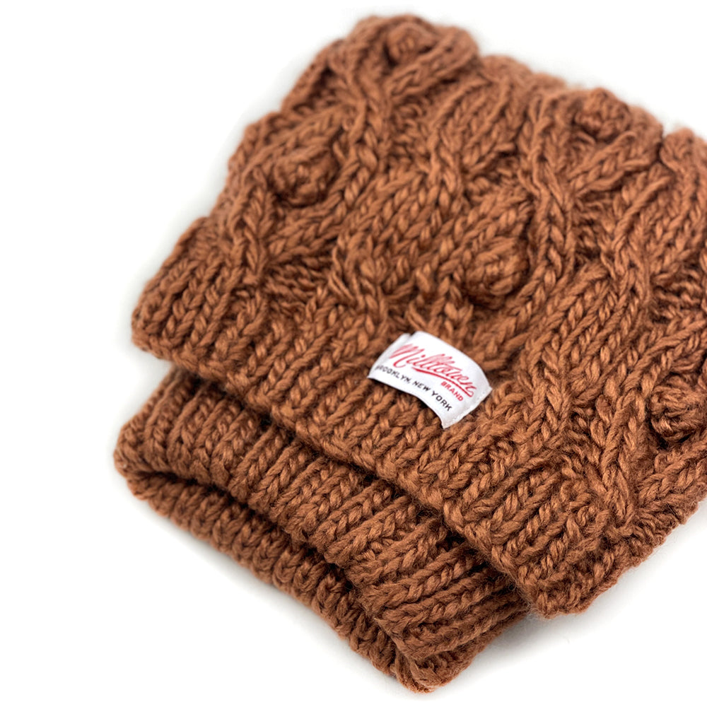Cable Knit Dog Sweater with Pom Pom - Cinnamon