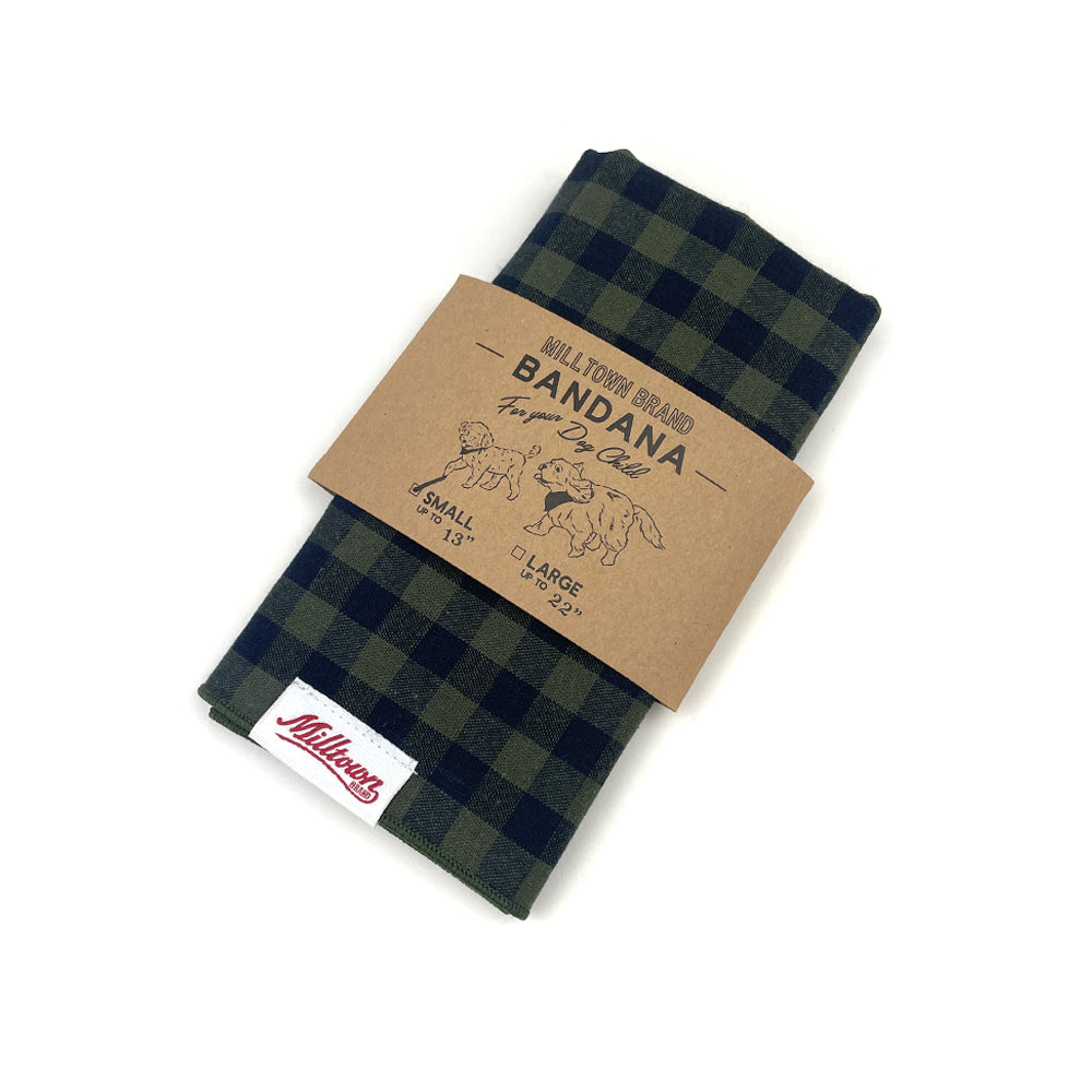 Square Dog Bandana - Olive x Navy Gingham