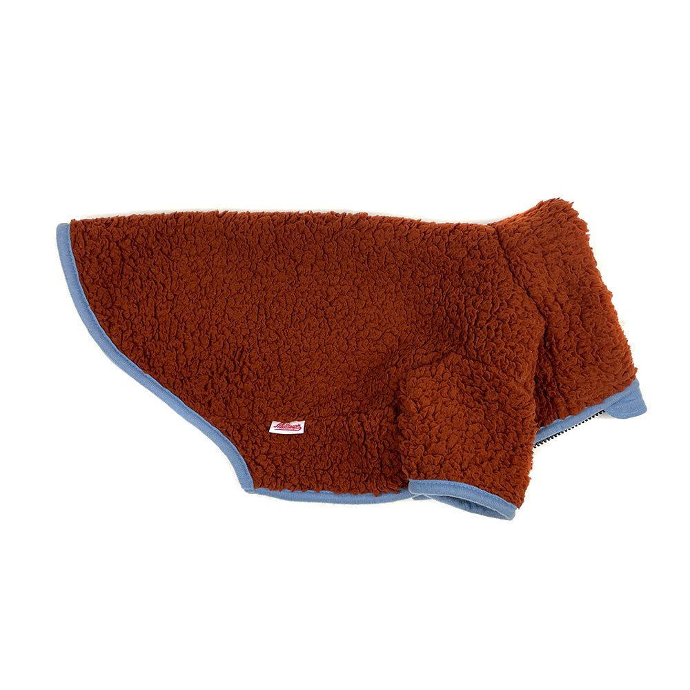 Sherpa Fleece Dog Coat - Chestnut/Blue