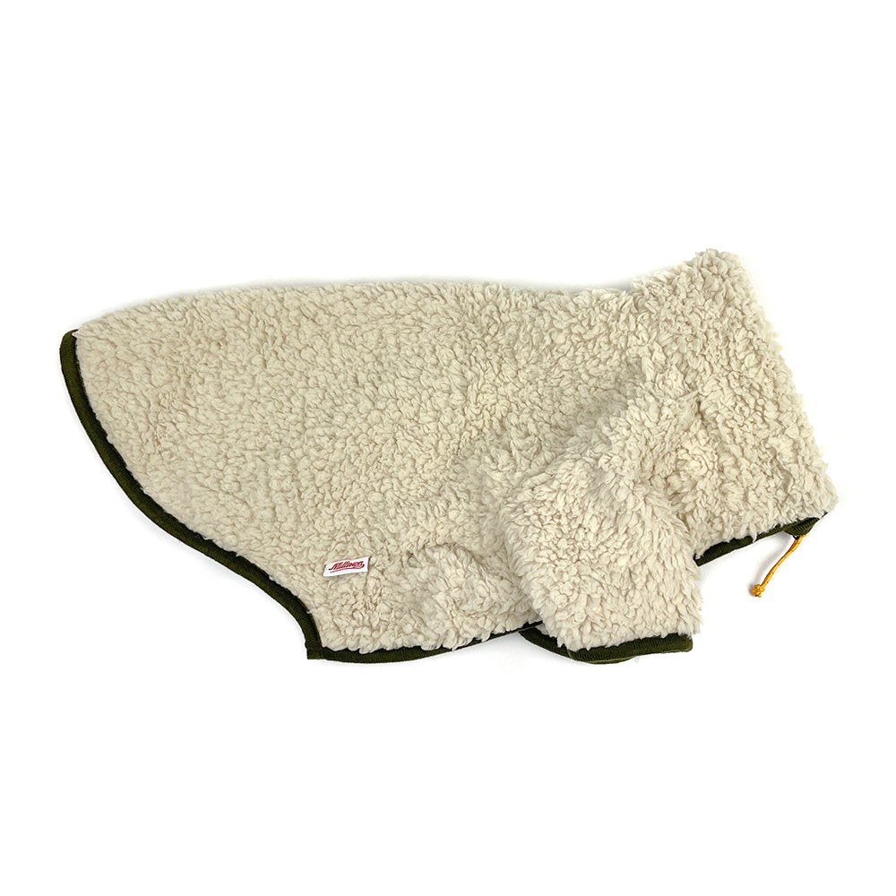 Sherpa Fleece Dog Coat - Cream/Olive