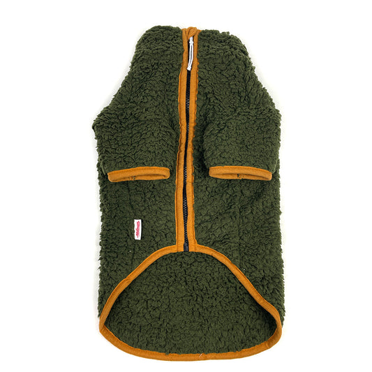 Sherpa Fleece Dog Jacket - Pine/Yuzu