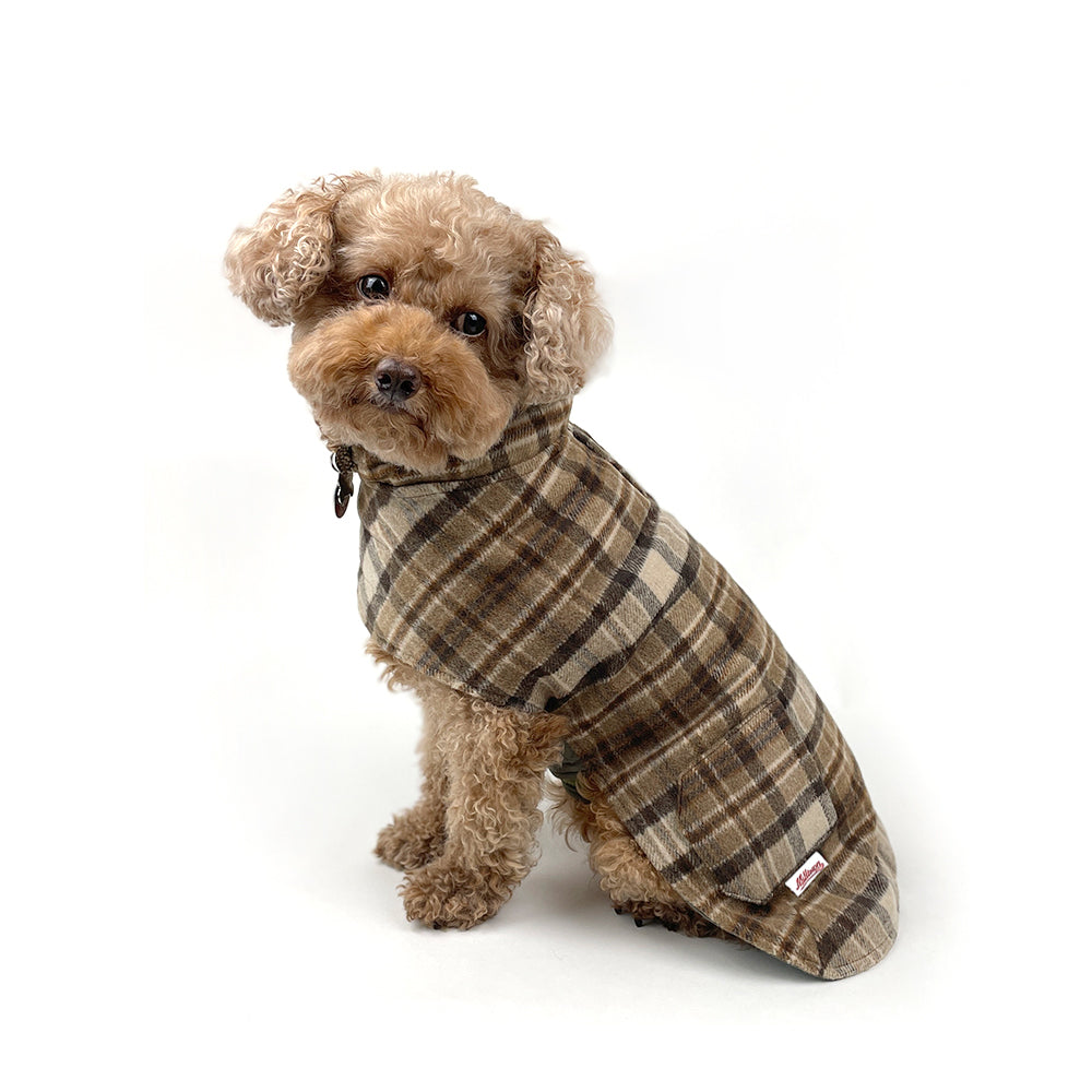 Dog Reversible Poly Wool/Quilted Winter Coat - Army Green