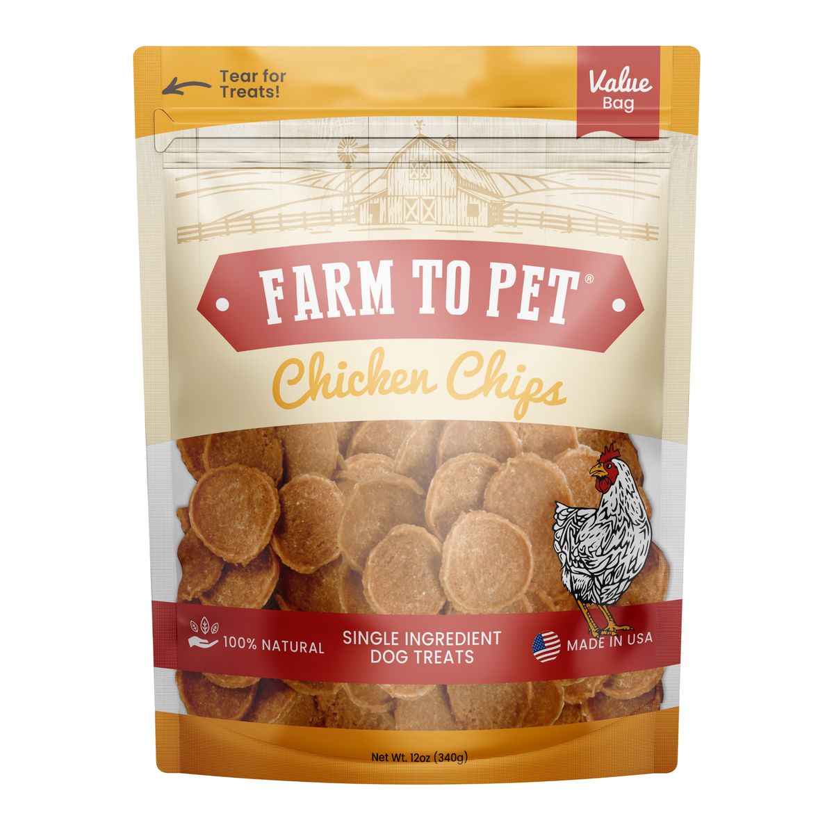 Farm To Pet - Chicken Chips Dog Treats – Made in USA: 4oz