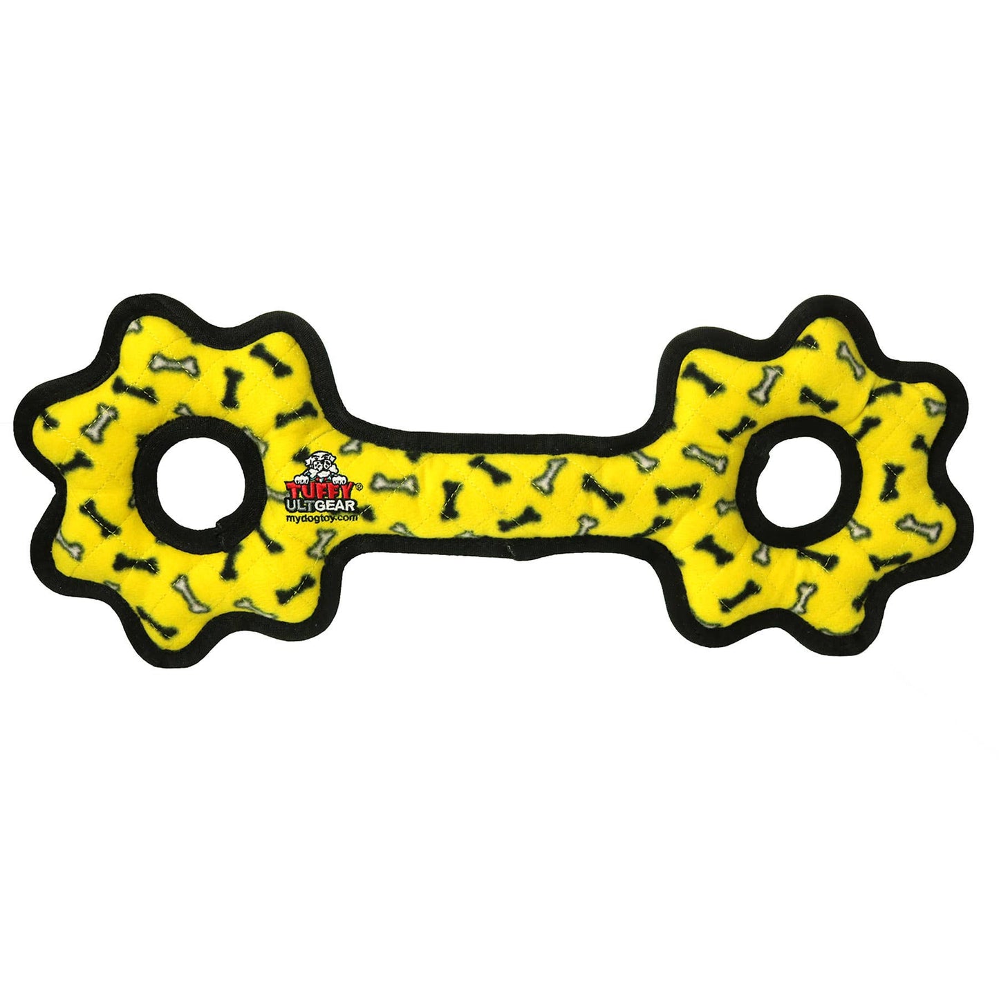 Tuffy Ultimate Tug-O-Gear - Yellow Bone, Squeaky Dog Toy