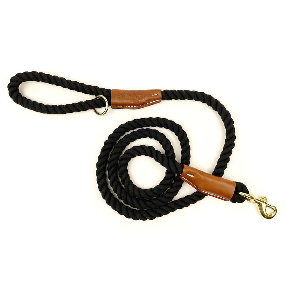 Auburn Dog Cotton Rope Leash - Black