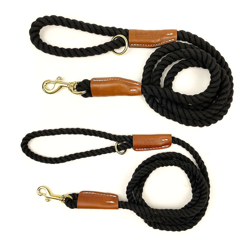 Auburn Dog Cotton Rope Leash - Black