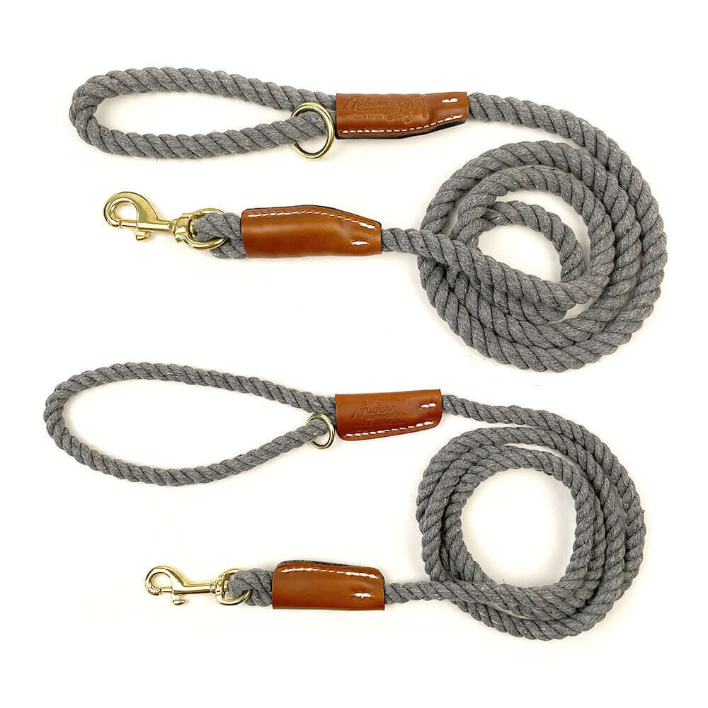 Auburn Dog Cotton Rope Leash - Grey