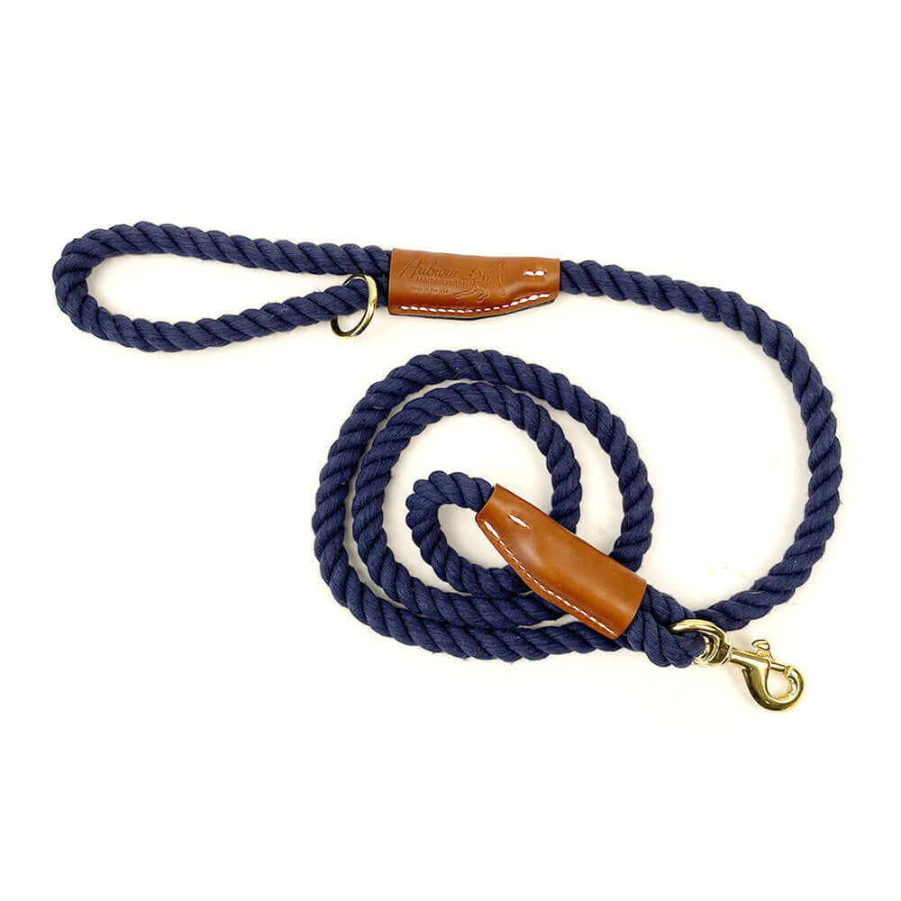 Auburn Dog Cotton Rope Leash - Navy