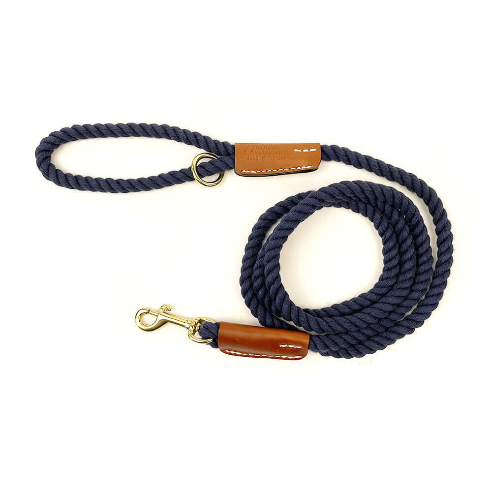 Auburn Dog Cotton Rope Leash - Navy