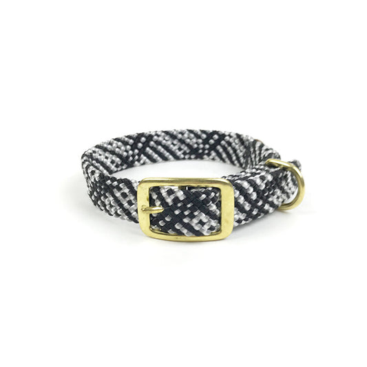 Mendota Double Braided Dog Collar - Salt & Pepper