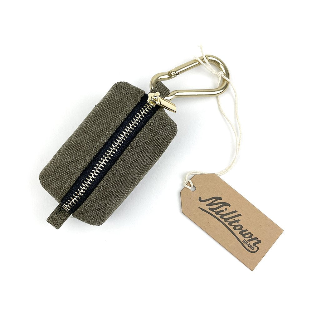 Dog Waste Bag Dispenser - Olive Green - Waterproof Washed Canvas