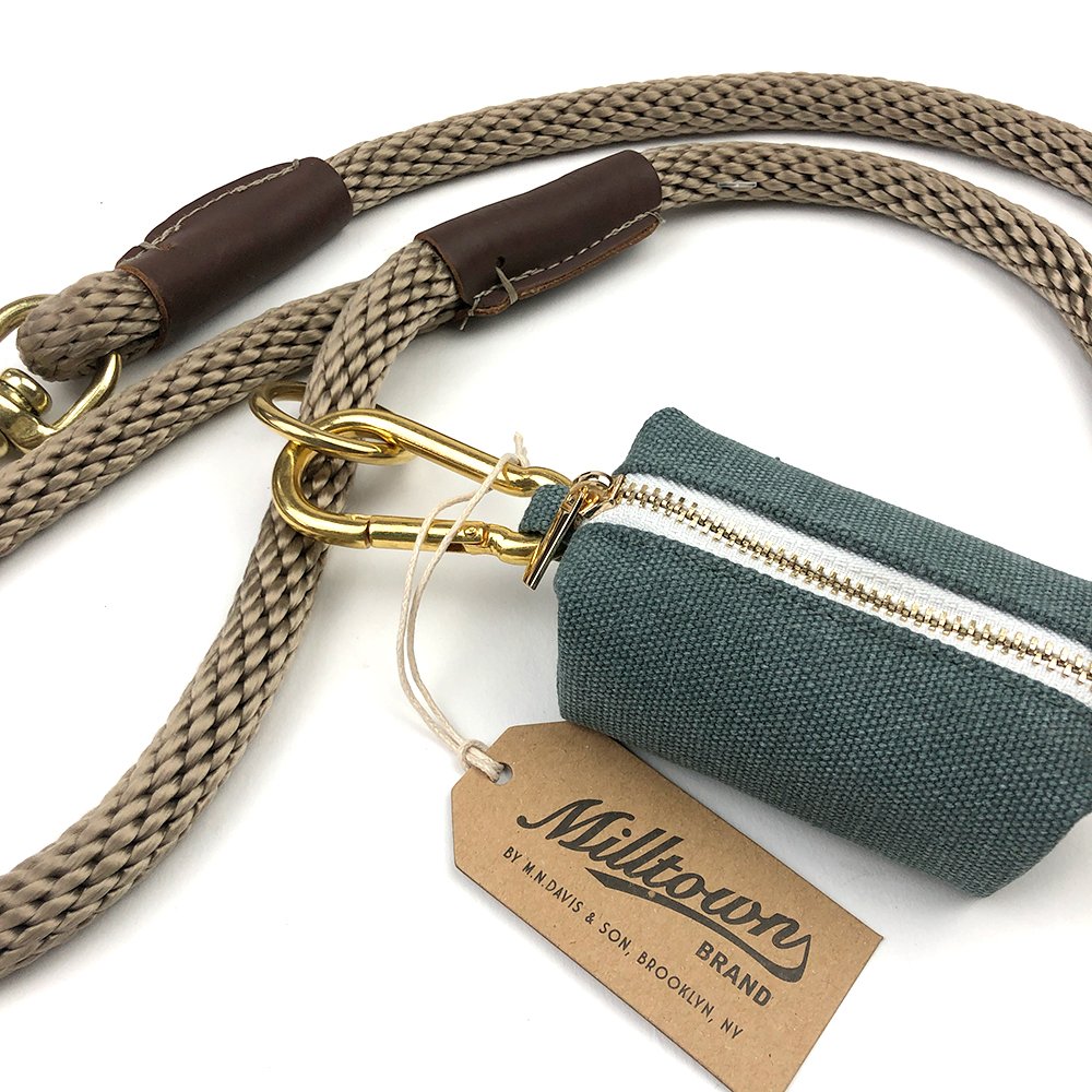 Dog Waste Bag Dispenser - Agave Green- Waterproof Washed Canvas
