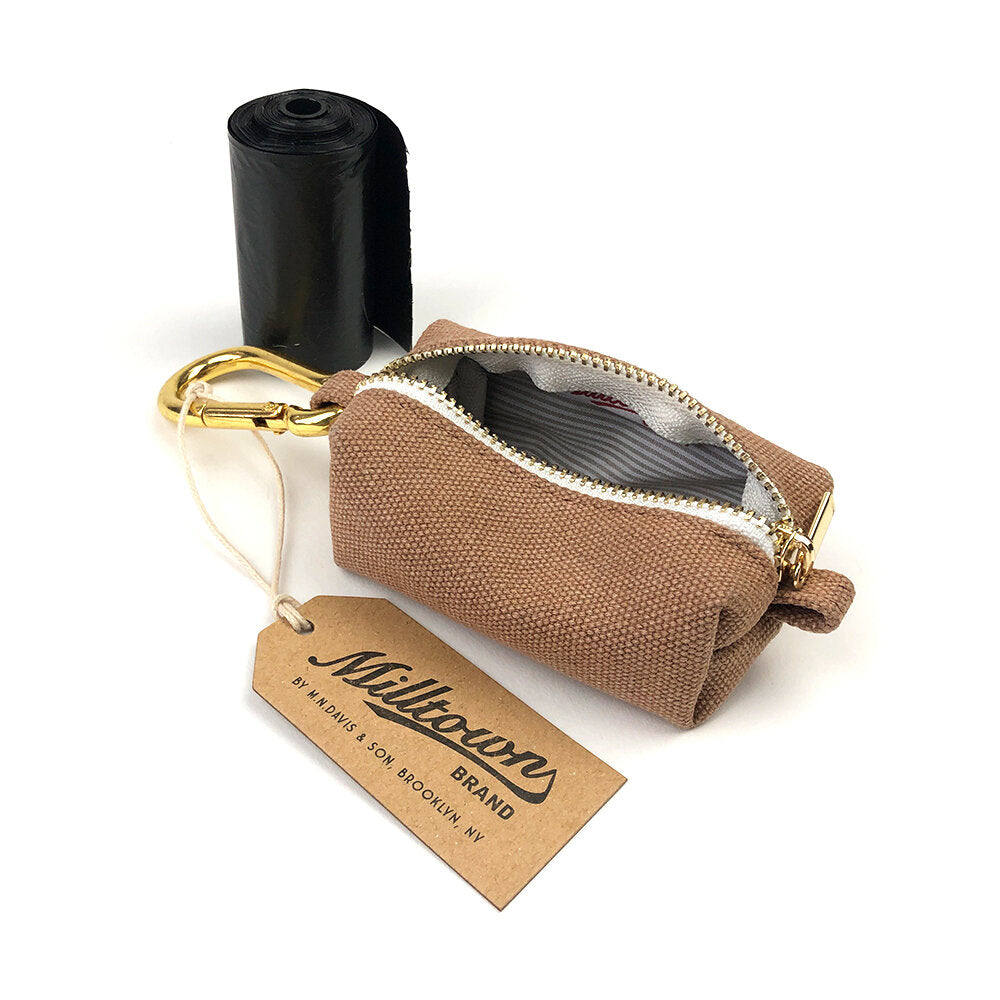 Dog Waste Bag Dispenser - Terra Cotta Brown- Waterproof Washed Canvas