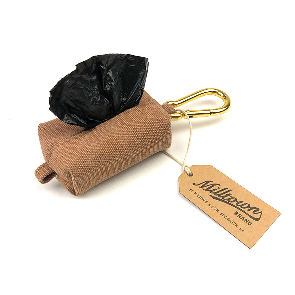 Dog Waste Bag Dispenser - Terra Cotta Brown- Waterproof Washed Canvas