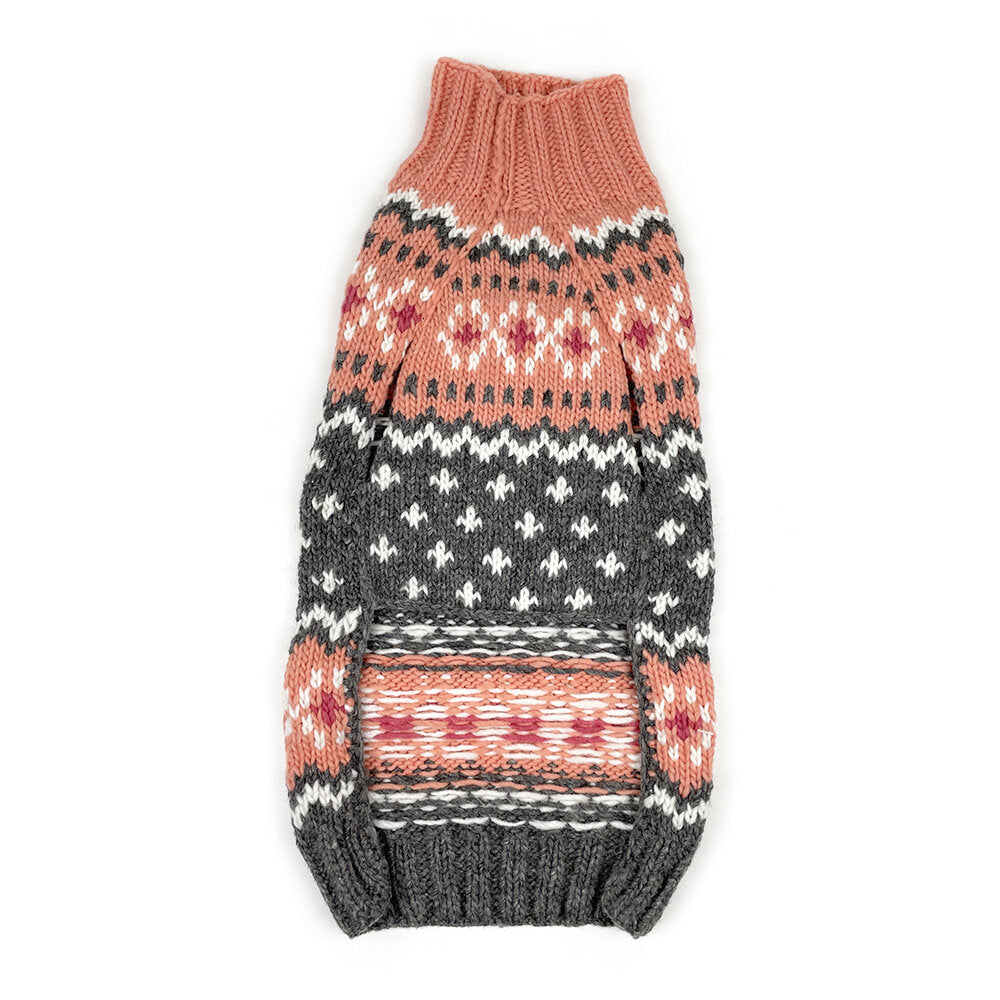 Chilly Dog Sweater - Peach Fairisle