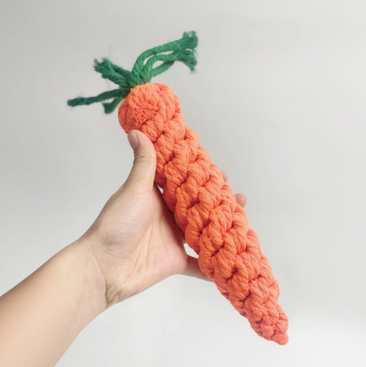 Monli Pet Toys - Handmade Vegetable Rope Toys, Macrame Toys: Large Carrot