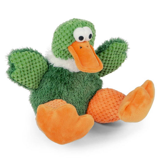 GoDog Checkers Sitting Duck w/Chew Guard Plush Dog Toy Large