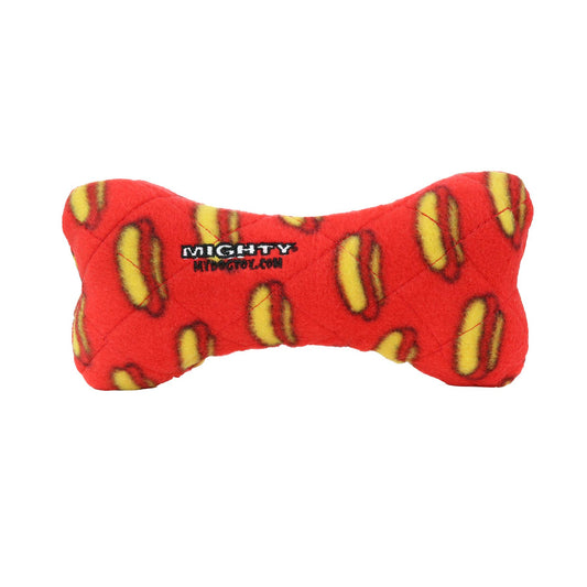 Mighty Bone- Medium Red Squeaky Dog Toy, No Stuffing