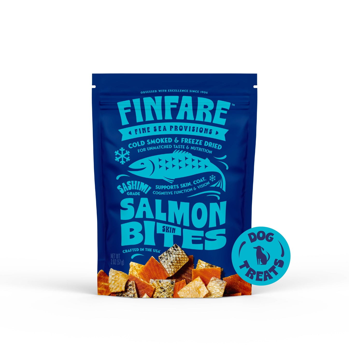 Finfare - Freeze-Dried Salmon Skin Bites for Dogs, 2oz
