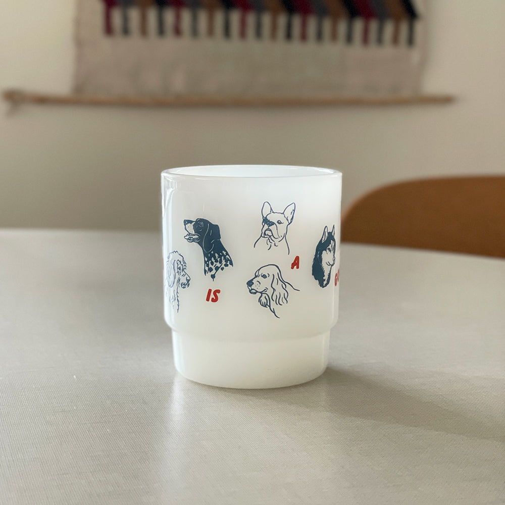 Who Is A Good Dog? Vintage Style Milk Glass Mug