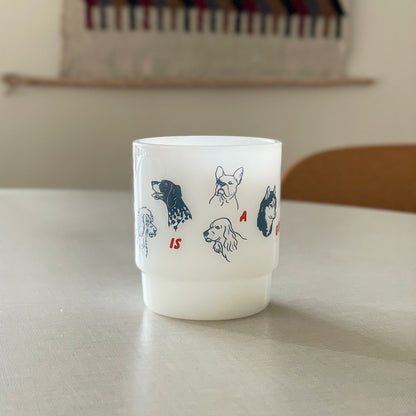 Who Is A Good Dog? Vintage Style Milk Glass Mug
