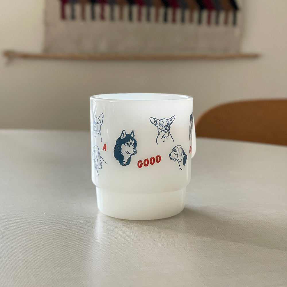 Who Is A Good Dog? Vintage Style Milk Glass Mug