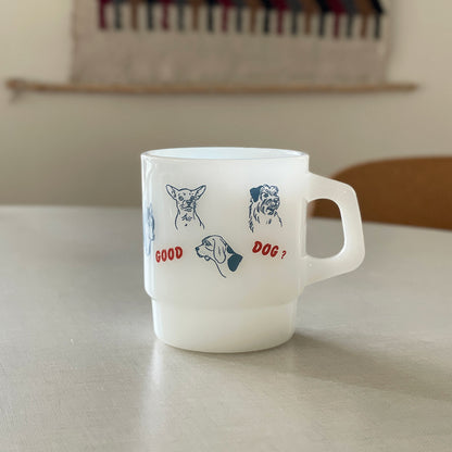 Who Is A Good Dog? Vintage Style Milk Glass Mug