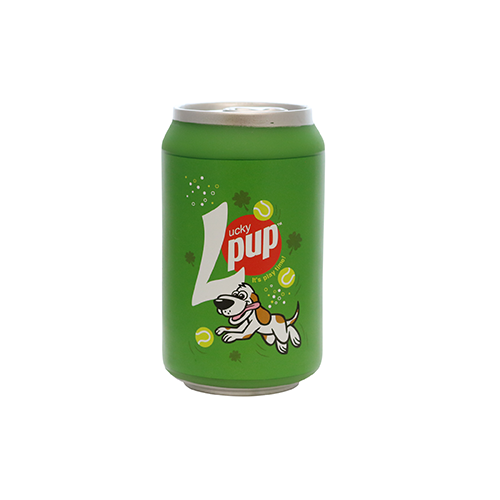 Silly Squeaker Soda Can Lucky Pup, Squeaky Novelty Dog Toy