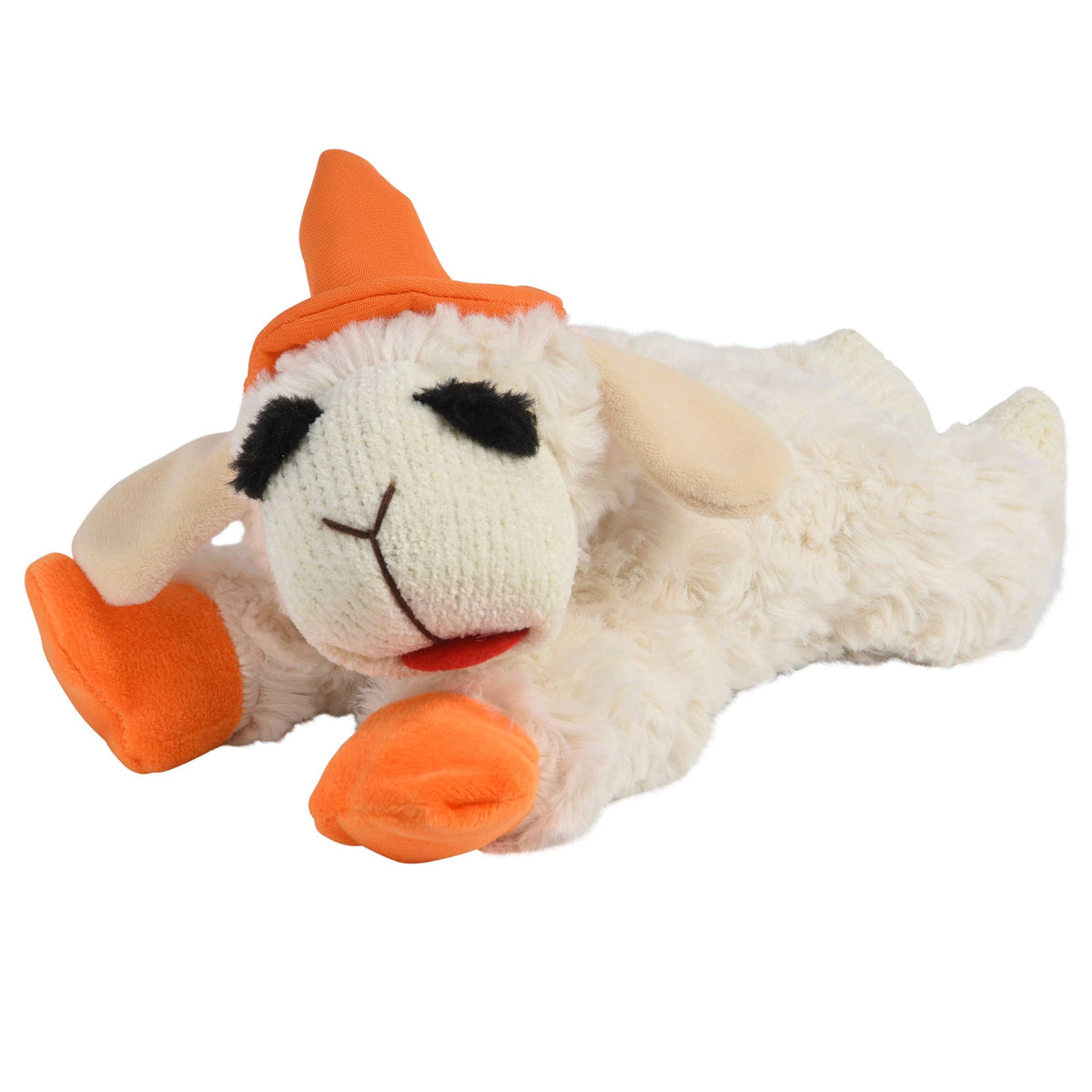 Multipet - Halloween Lamb Chop Witch Hat Orange Dog Toy 10.5"