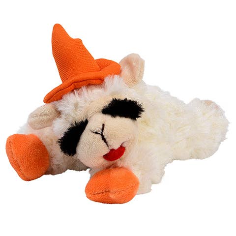 Multipet - Halloween Lamb Chop Witch Hat Orange Dog Toy 6.5"