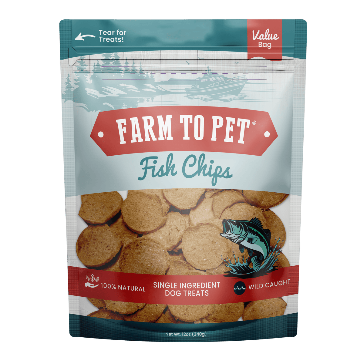 Farm To Pet - Walleye Fish Chips Dog Treats – Made in USA: Standard 4oz