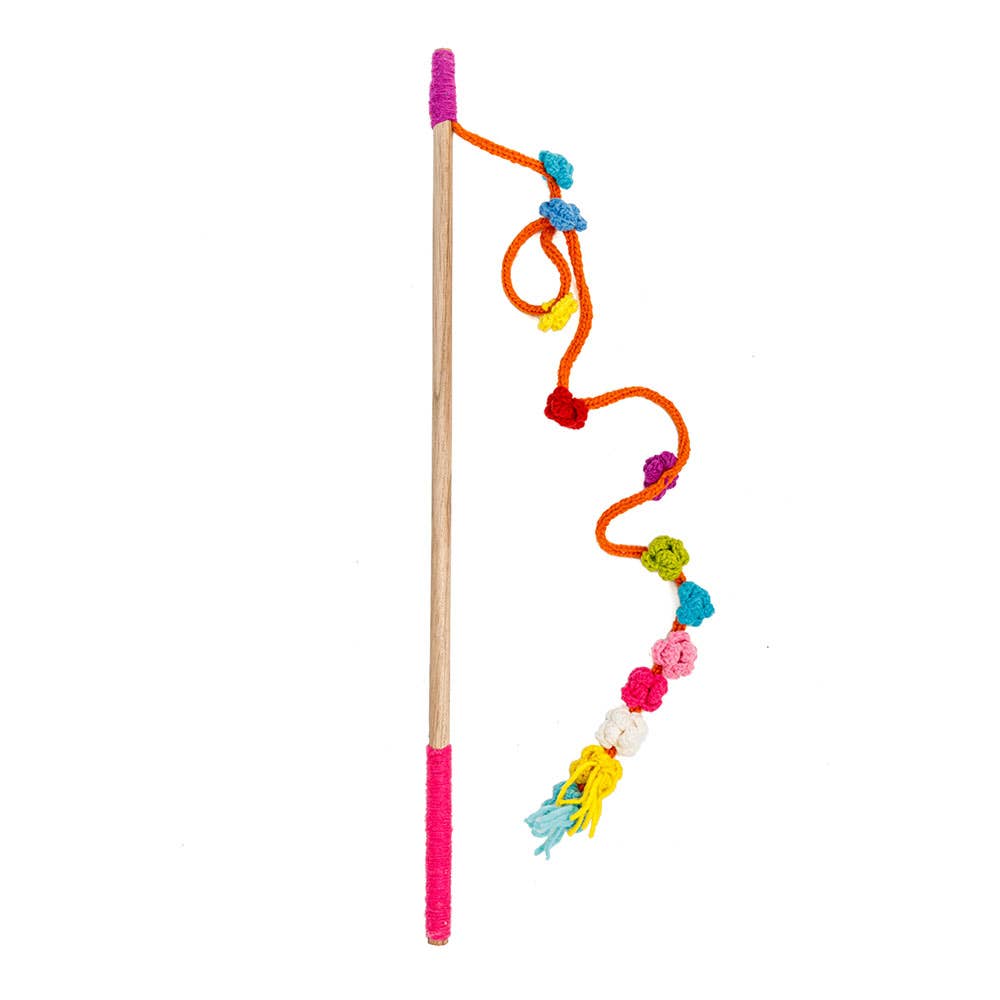 Chilly Dog - Wooly Cat Wand Cat Toy - Flower