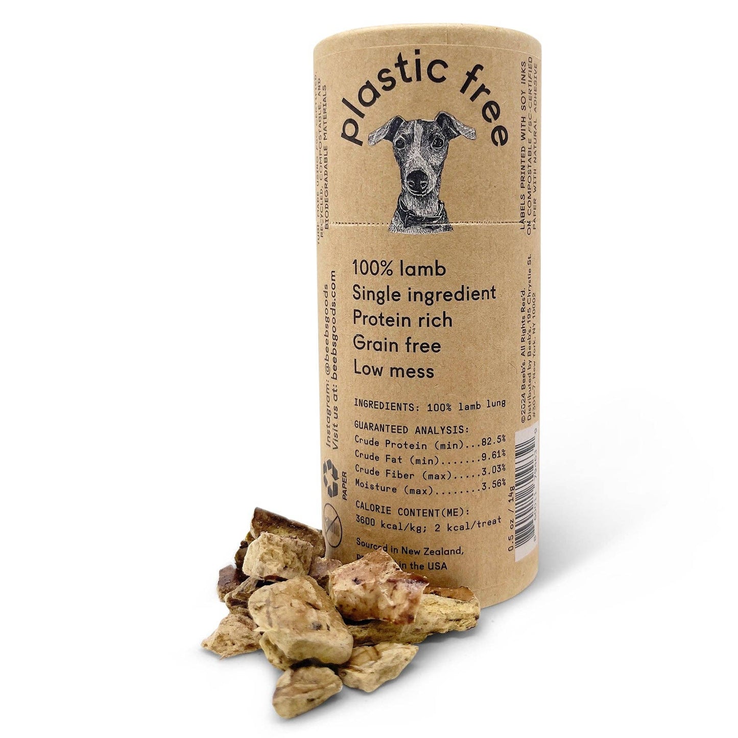Beeb's - All Natural Lamb Lung :  Pocket Tube 0.5 oz