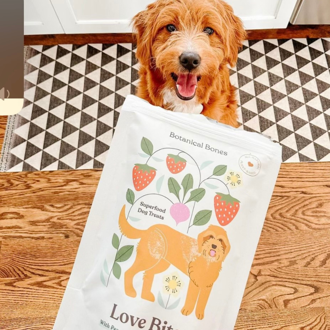 Botanical Bones - Love Bites - Organic Dog Treats, Strawberry & Peanut Butter