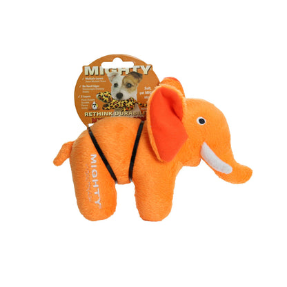 Mighty Jr Safari Elephant - Orange, Plush, Squeaky Dog Toy